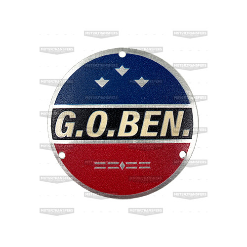 Benelli G. O. BEN. stemma carter motore coat of arms metallo metal targhetta plate