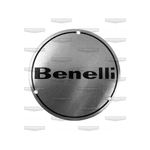 Benelli stemma carter motore coat of arms metallo metal targhetta plate